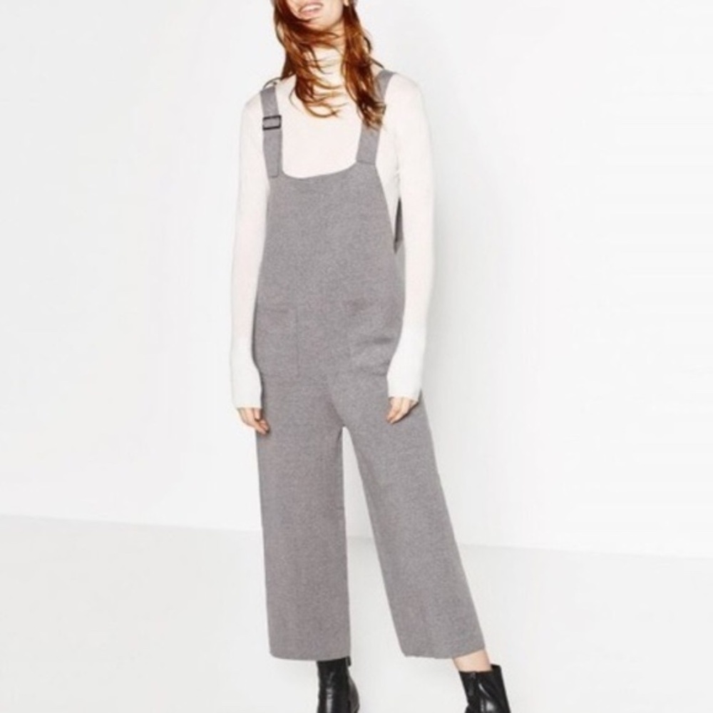 BRAND NEW Zara Gray Sweater Overalls